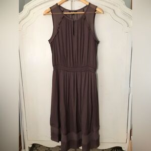 Simply Vera Vera Wang Mocha/mauve Sleeveles Midi dress Size M Sheer Detail Lined